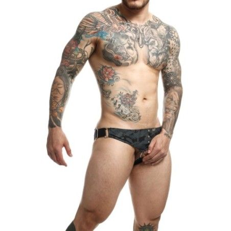 Jockstrap anello pene grigio mimetico Dngeon