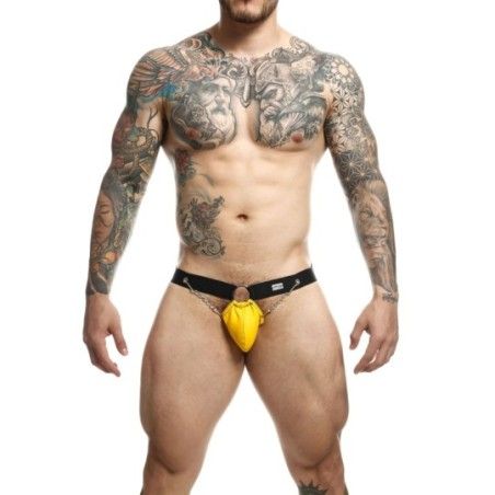 Jockstrap giallo con catena di Dngeon