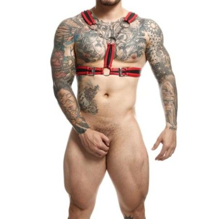 Pettorina uomo nera e rossa incrociata Dngeon