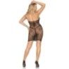 Abito sexy multi rete scollo americana nero Abito sexy multi rete scollo americana nero