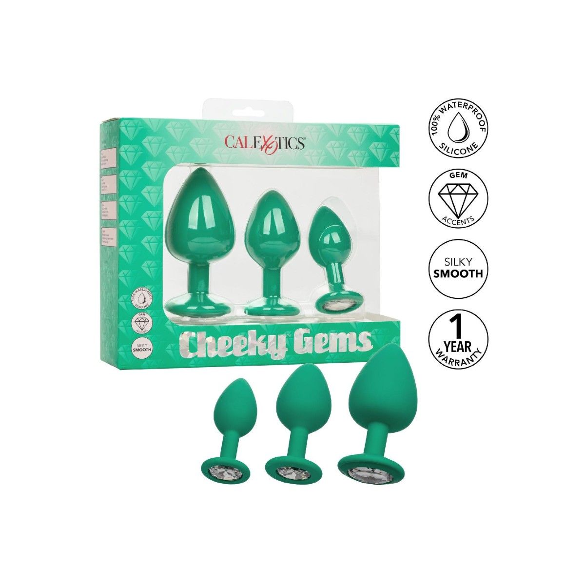 Kit plug anale Cheeky Gems 3 Pcs verde