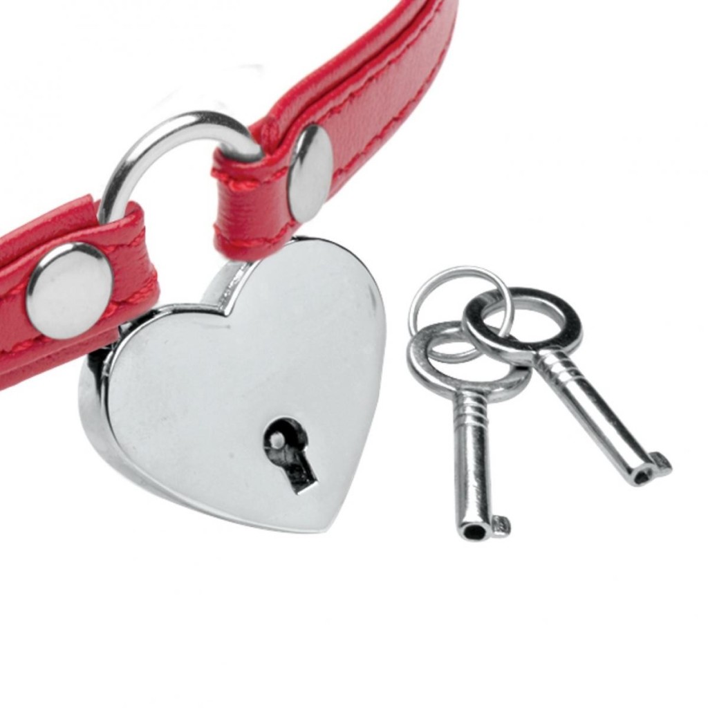 Heart Lock- collare con chiavi- Rosso