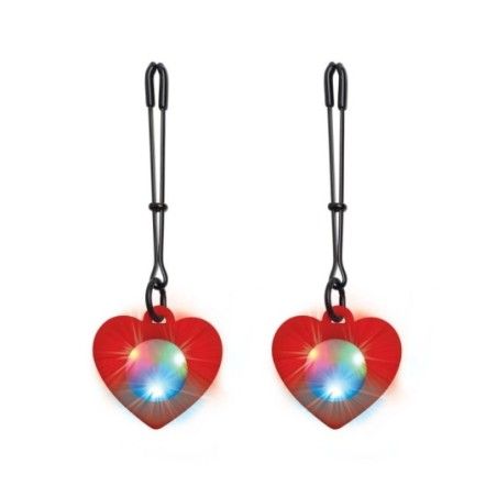 Pinze capezzoli con Luci LED Cuore rosse