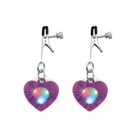 Pinze capezzoli con Luci LED Cuore viola