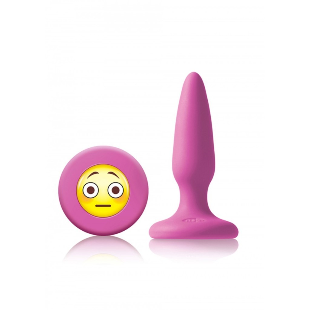 Plug anale in silicone mini fallo butt conico con smile OMG EMOJI FACE rosa