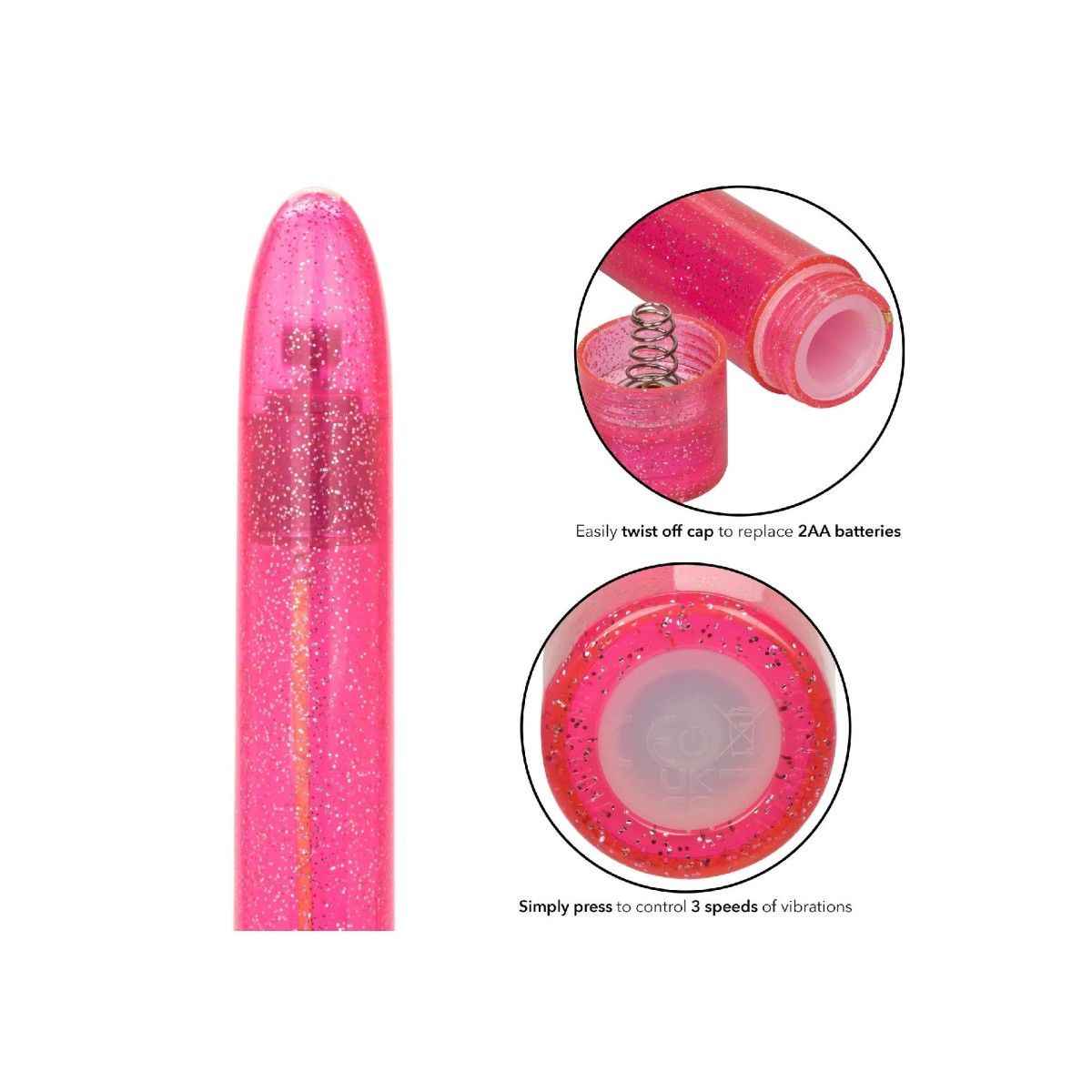 Vibratore classico rosa Sparkle Slim Vibe