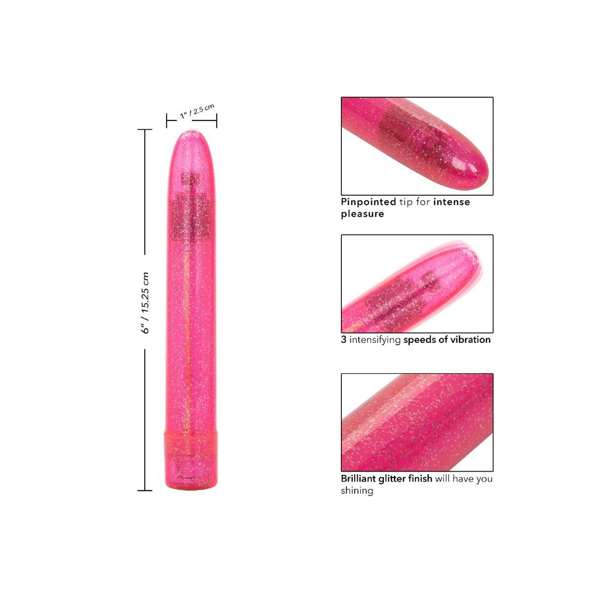 Vibratore classico rosa Sparkle Slim Vibe