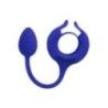 Anello pene con plug blu vibrante Anello pene con plug blu vibrante