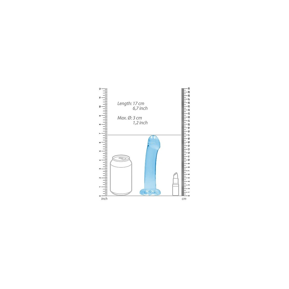 Dildo con ventosa blu Non Realistic Dildo Suction Cup - Blue 17 cm