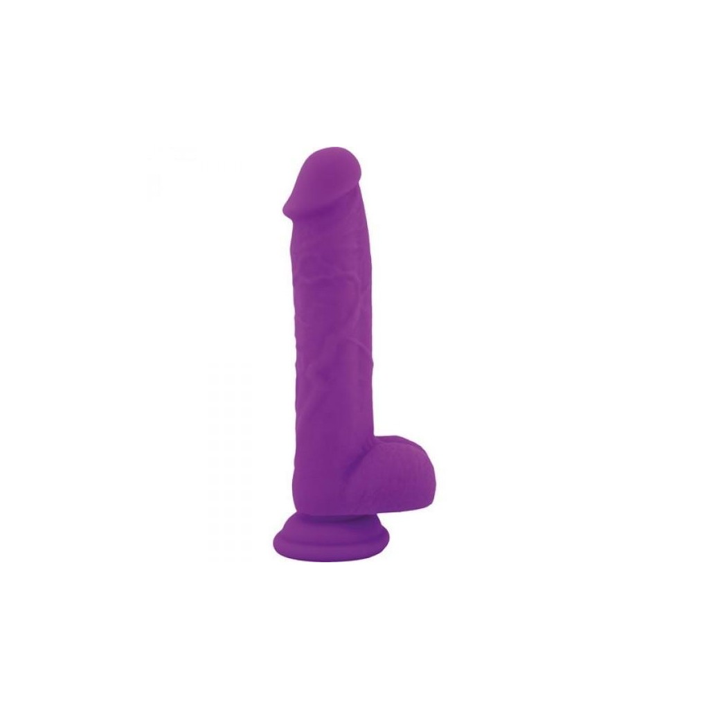 Realistico dildo fallo Vaginale con testicoli ventosa in silicone Brush purple