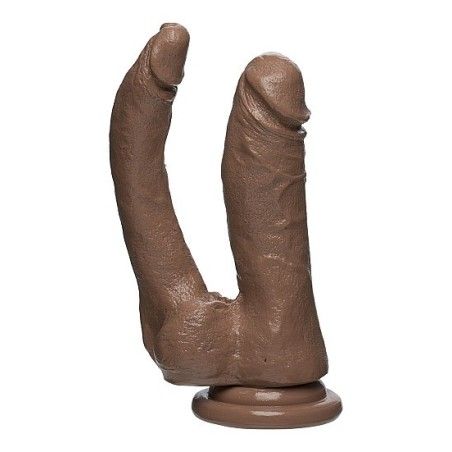 Doppio dildo realistico con ventosa mulatto