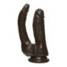 Doppio dildo realistico e ventosa pelle scura