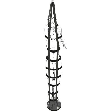 Gabbia bdsm sospesa da cinghie nera