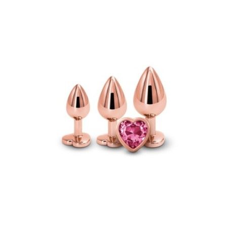 Plug Anali metallo set 3 pz cuore oro rosa