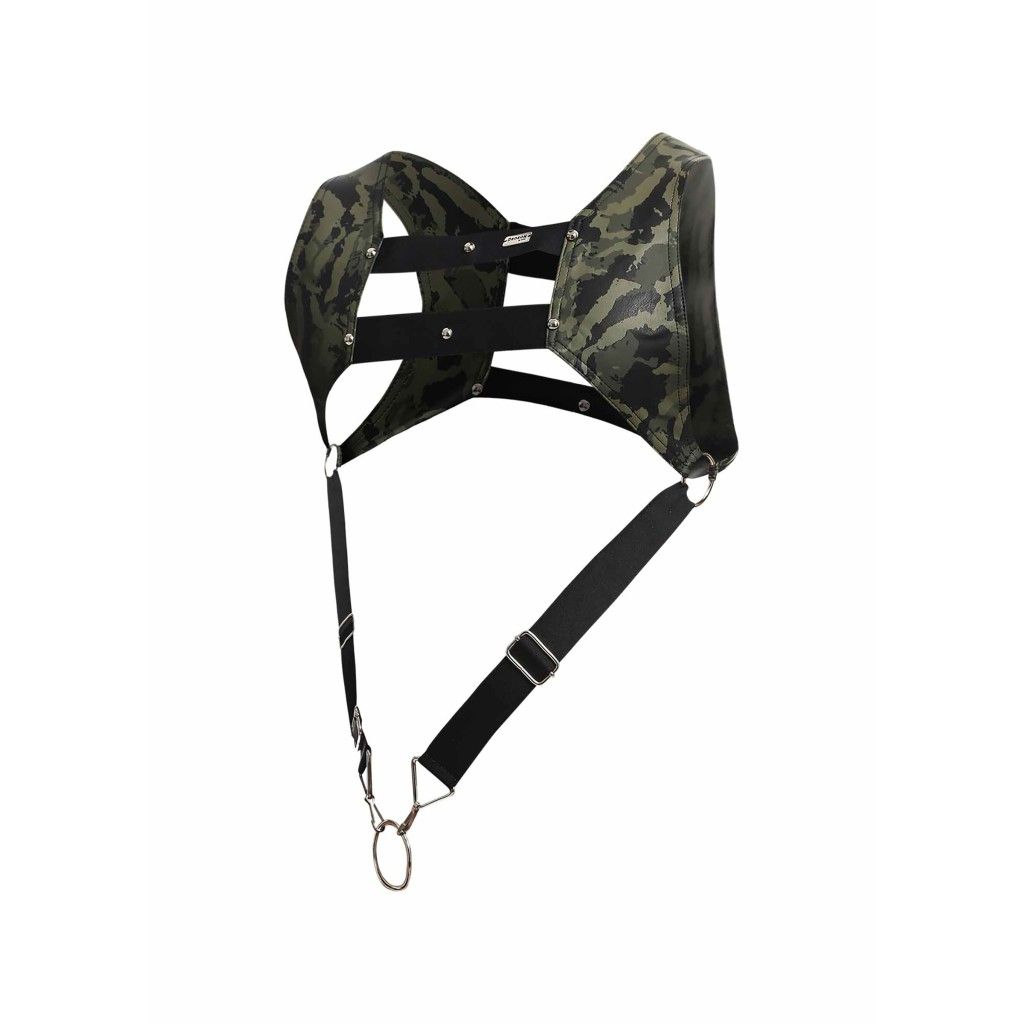 Imbragatura verde militare con anello fallico DNGEON Top Cockring Harness