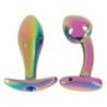 Coppia plug anali pietra metallo arcobaleno Coppia plug anali pietra metallo arcobaleno