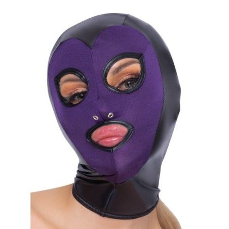 Maschera fetish testa nera viola Bad Kitty