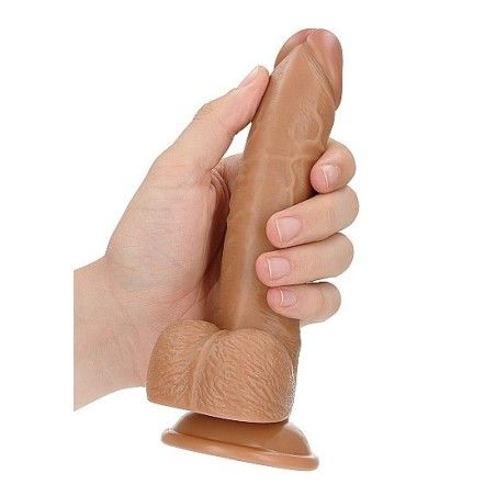 Dildo Curvo testicoli ventosa 20 cm mulatto