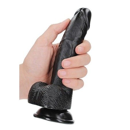 Dildo curvo testicoli ventosa 20 cm nero