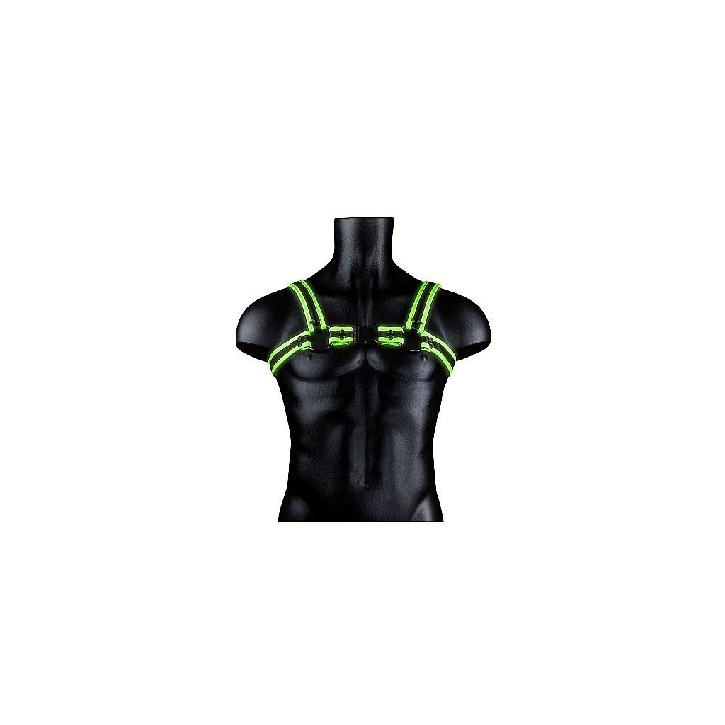 Pettorina bondage fosforescente Buckle Harness - Glow in the Dark - Neon Green/Black