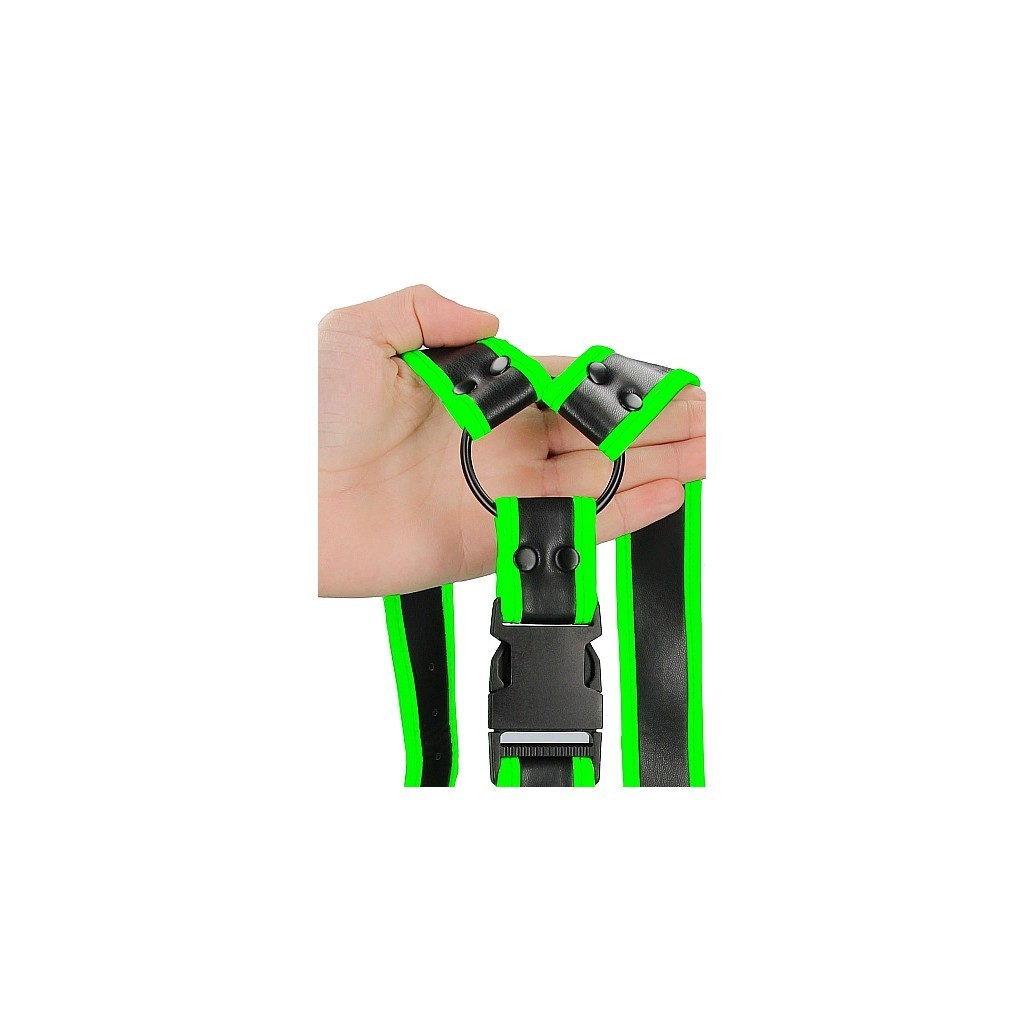 Pettorina bondage fosforescente Buckle Harness - Glow in the Dark - Neon Green/Black