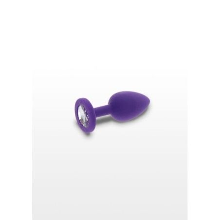 Plug anale small silicone viola con gioiello