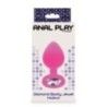 Plug anale fucsia medium silicone con pietra Plug anale fucsia medium silicone con pietra