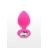 Plug anale large silicone fucsia con gioiello Plug anale large silicone fucsia con gioiello