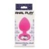Plug anale large silicone fucsia con gioiello Plug anale large silicone fucsia con gioiello