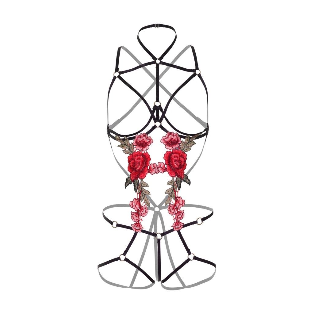 Body con ricami Roses Strappy Teddy w. Pasties Body con ricami Roses Strappy Teddy w. Pasties