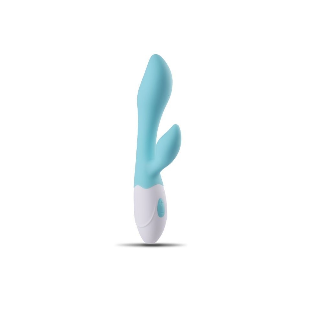 Vibratore rabbit doppio realistico fallo vibrante vaginale blu stimolatore per clitoride ricaricabile