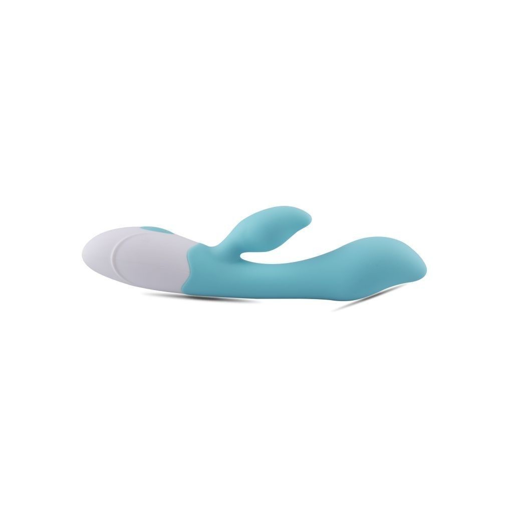 Vibratore rabbit doppio realistico fallo vibrante vaginale blu stimolatore per clitoride ricaricabile