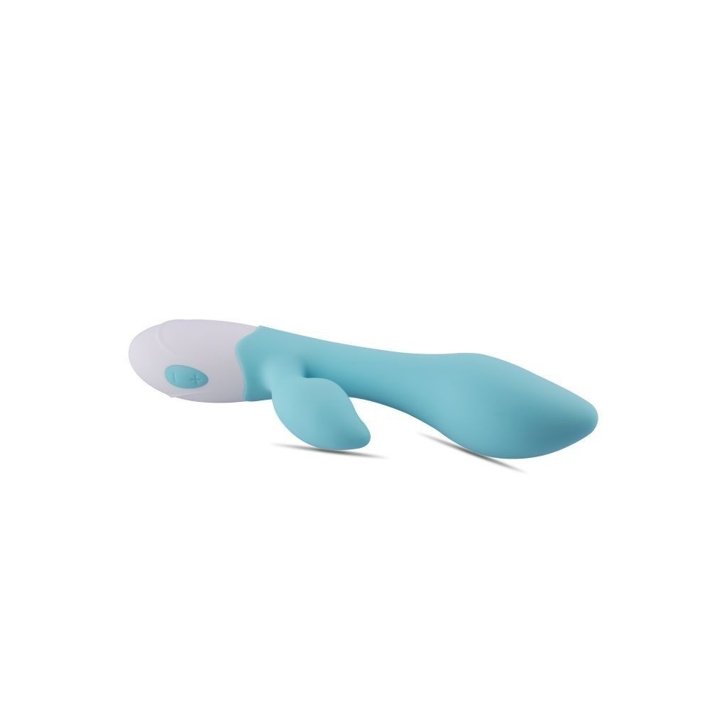 Vibratore rabbit doppio realistico fallo vibrante vaginale blu stimolatore per clitoride ricaricabile