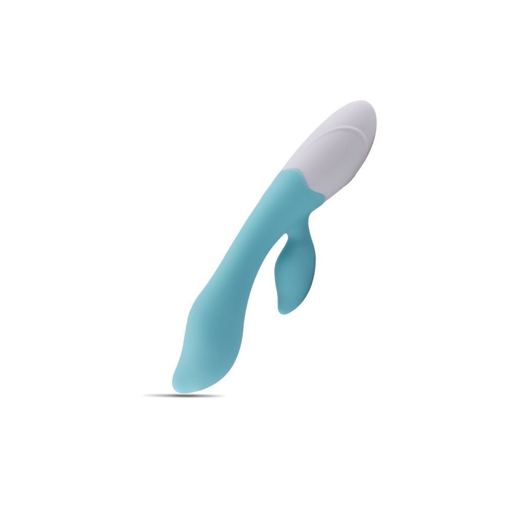 Vibratore rabbit doppio realistico fallo vibrante vaginale blu stimolatore per clitoride ricaricabile