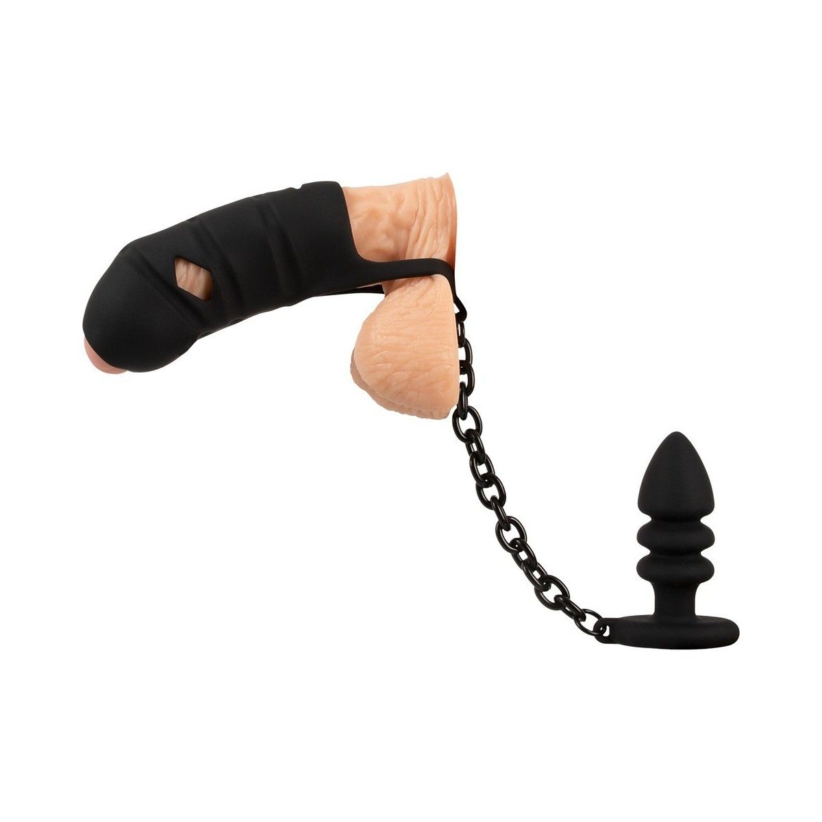 Gabbia Pene con plug anale nero