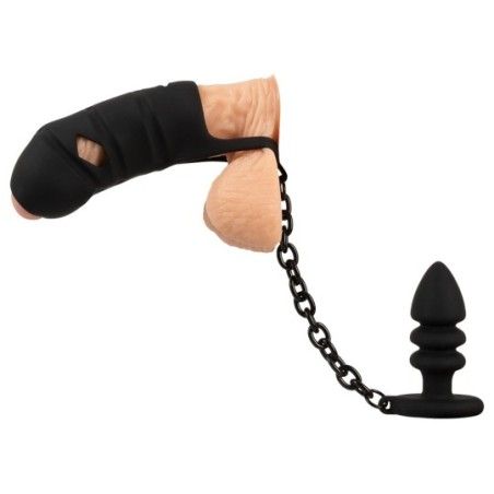 Gabbia Pene con plug anale nero