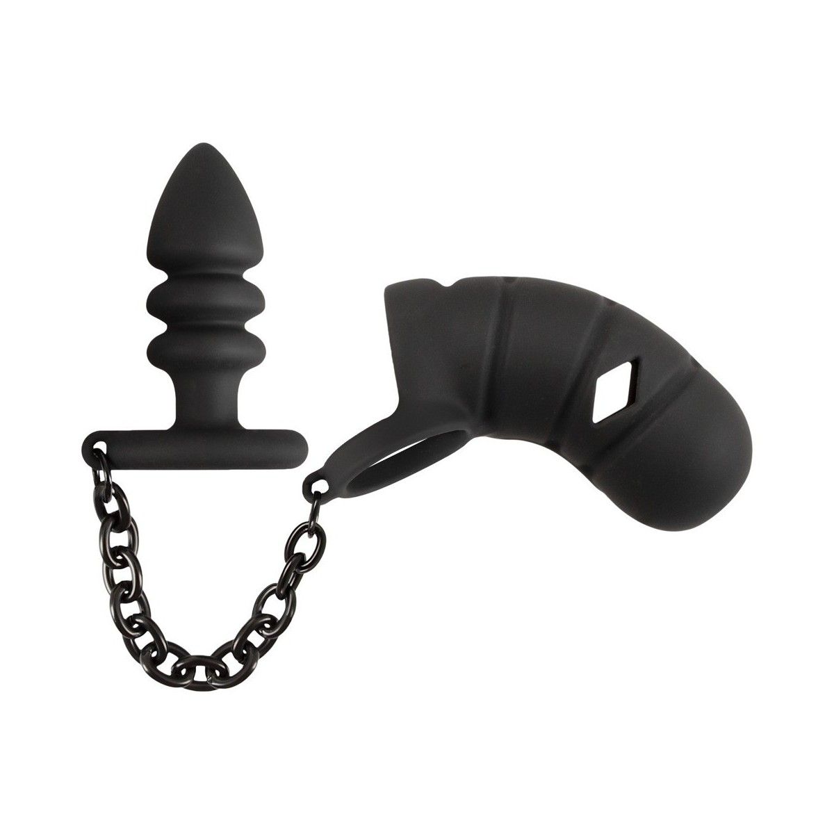 Gabbia Pene con plug anale nero