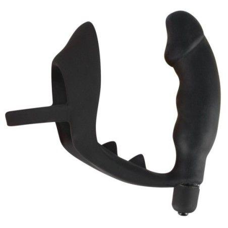 Vibratore anale con plug anello fallico nero