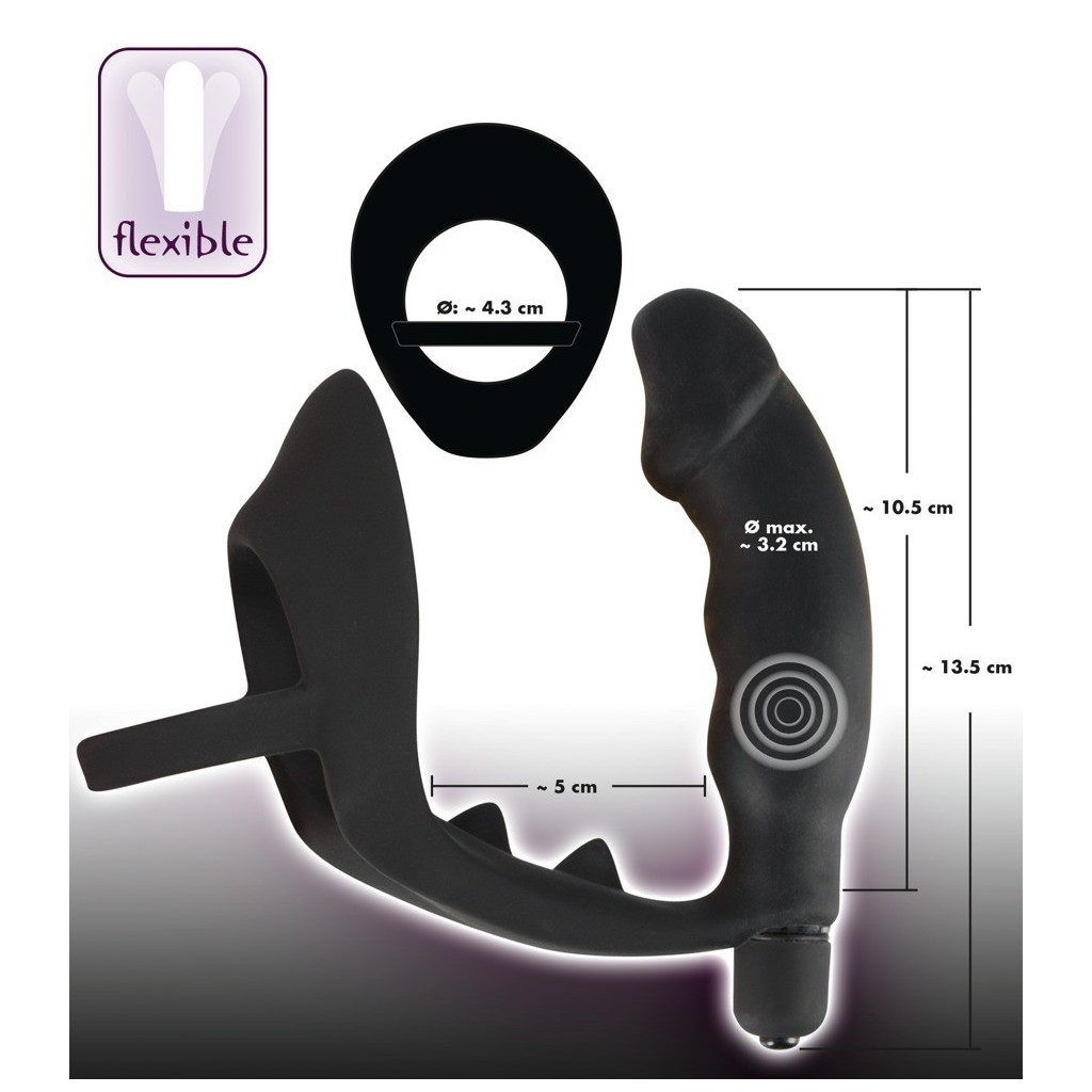vibratore anale dildo con anello fallico indossabile plu vibrante fallo in silicone nero the black