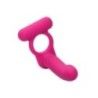 Anello pene con dildo vibrante fucsia Anello pene con dildo vibrante fucsia