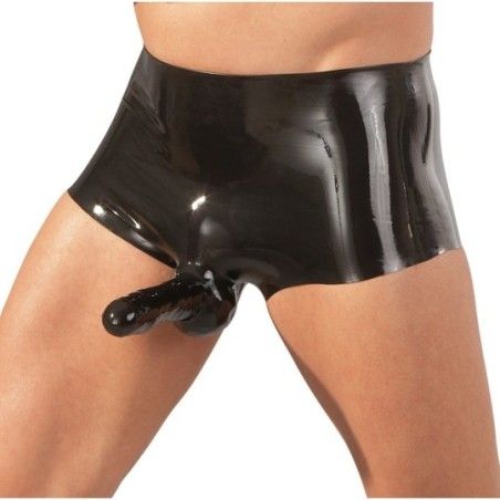 Boxer in latex con guaina pene nero
