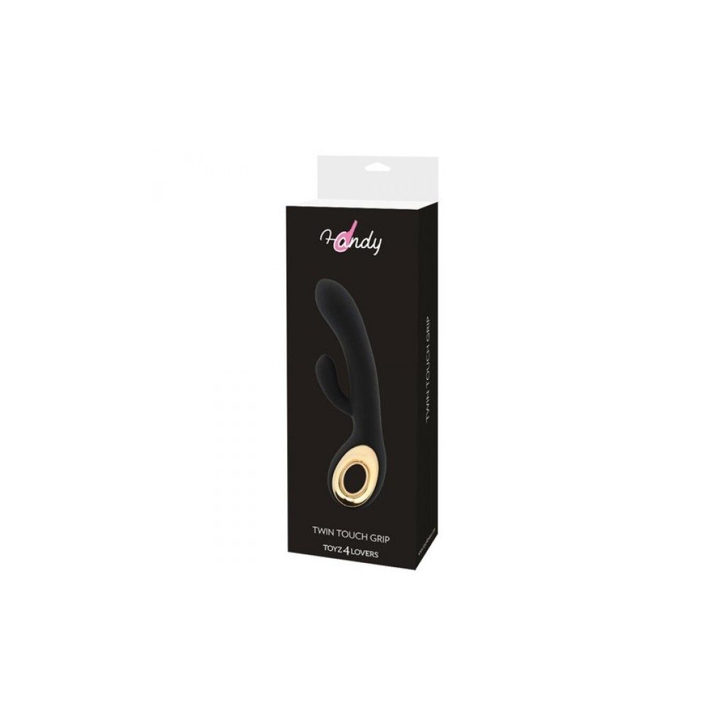 Vibratore rabbit nero doppio con stimolatore clitoride in silicone e ricaricabile dildo vibrante