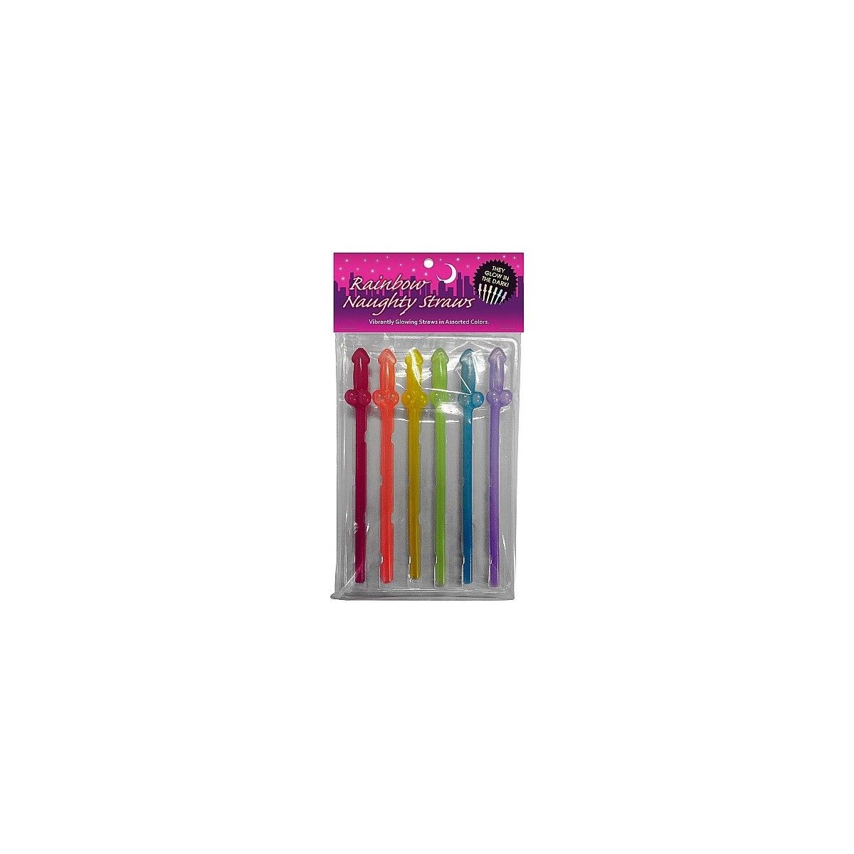 Cannucce con pene Rainbow Naughty Straws glow in the dark