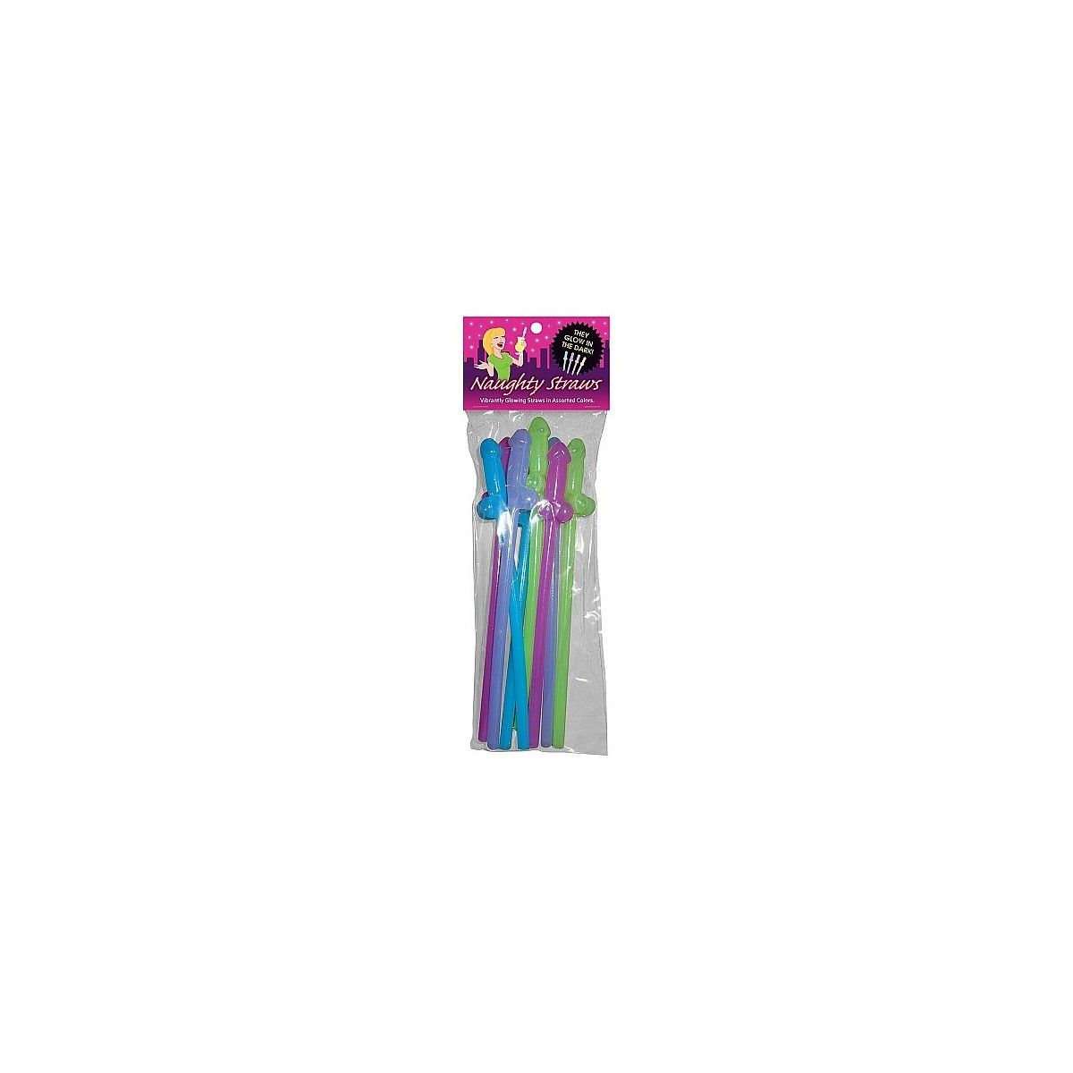 Cannucce con pene Glow in the Dark Naughty Straws