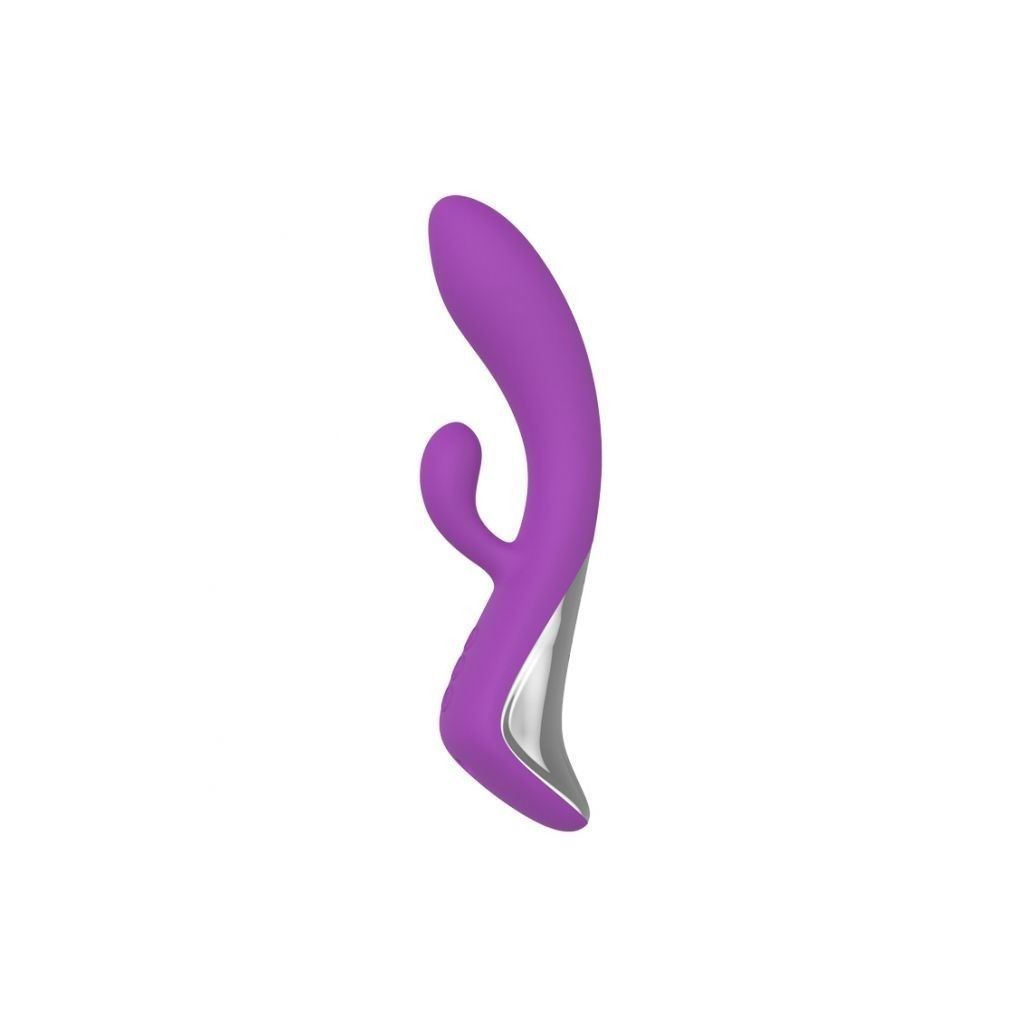 Vibratore doppio rabbit dildo fallo vibrante vaginale in silicone impermeabile ricaricabile move purple