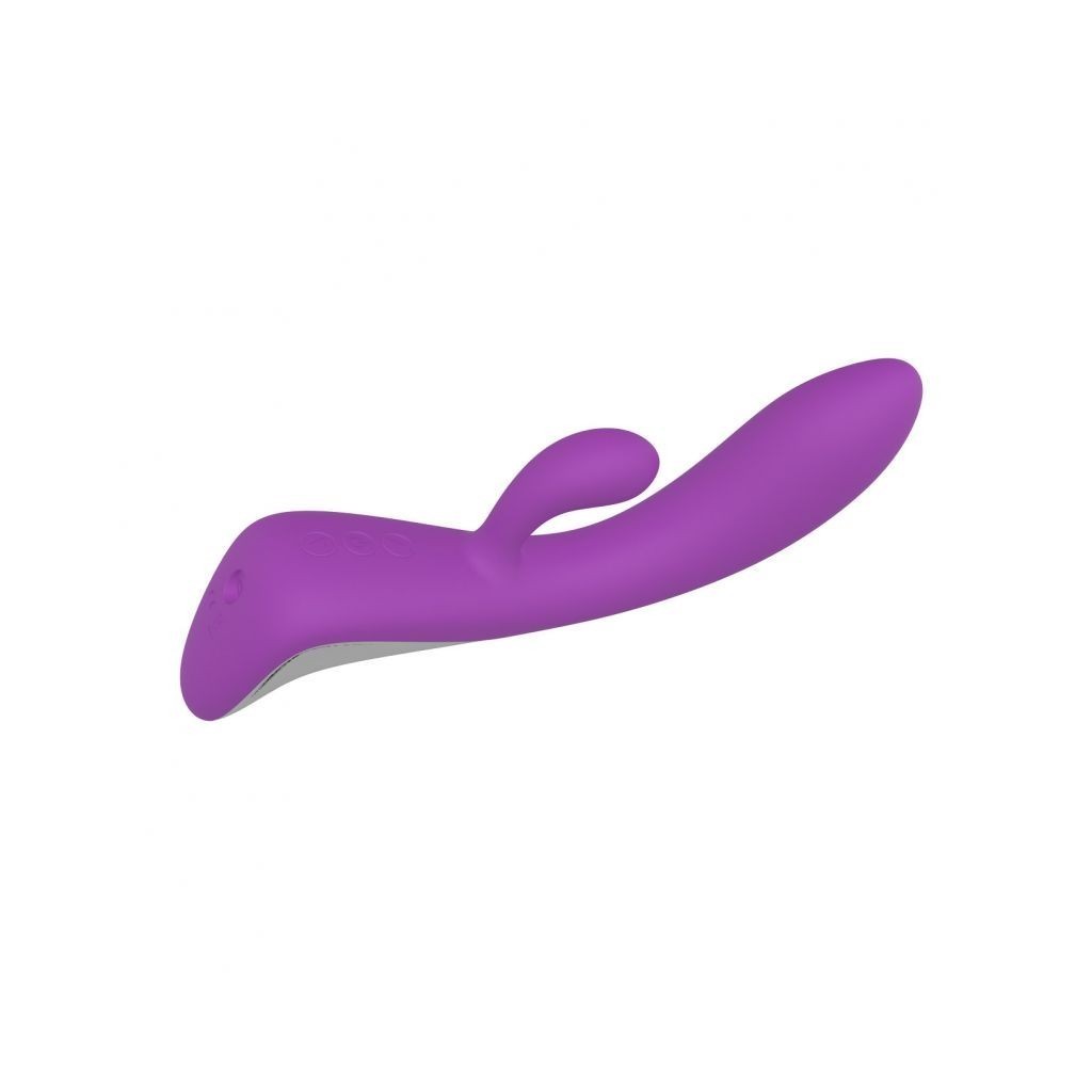 Vibratore doppio rabbit dildo fallo vibrante vaginale in silicone impermeabile ricaricabile move purple