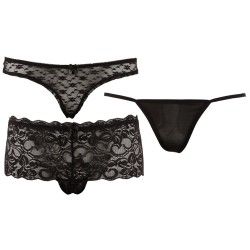 Slip perizoma tanga sexy in pizzo nero 3pz Slip perizoma tanga sexy in pizzo nero 3pz