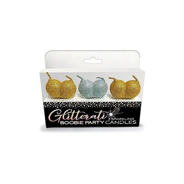 Candele divertenti forma tette glitterate 3pz