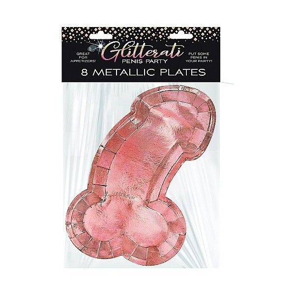 Piatti divertenti forma pene glitterati 8 pz
