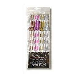 Cannucce divertenti glitterate pene 8 pz Cannucce divertenti glitterate pene 8 pz